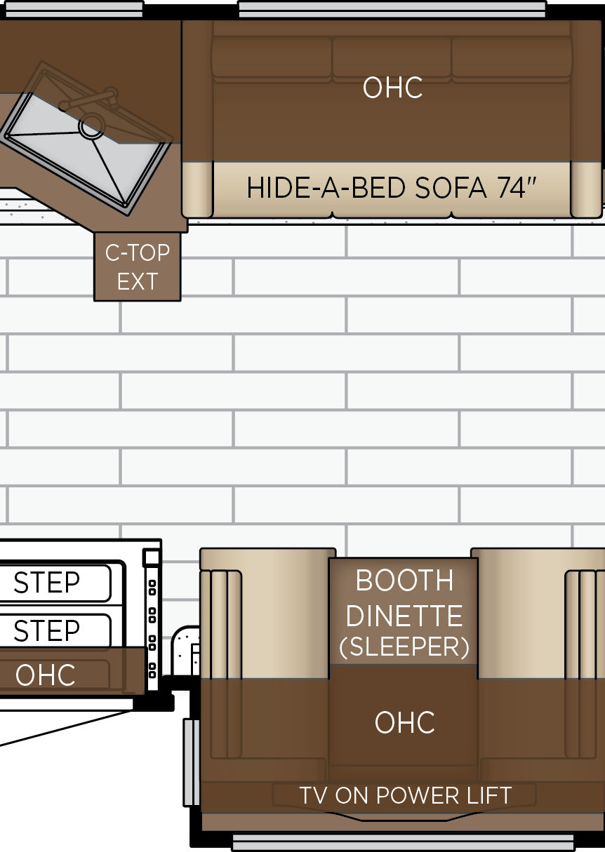 2027 Super Star 4159 Galley & Dinette Floorplan
