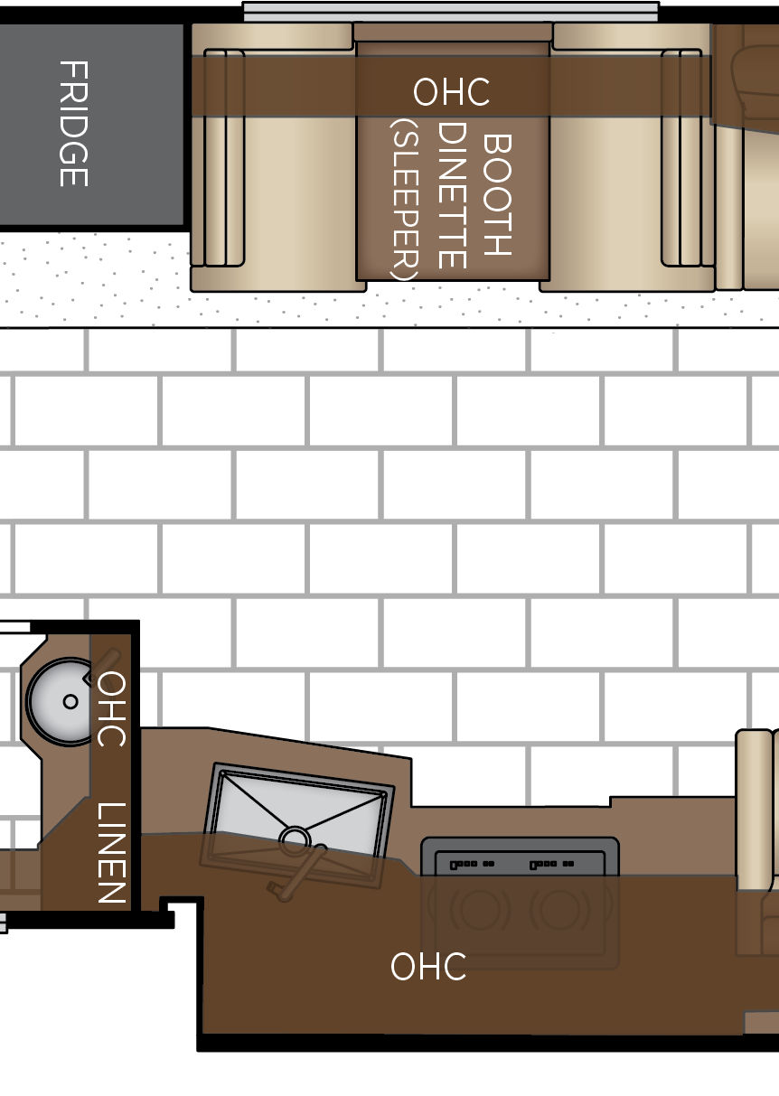 2027 Ventana 4369 Galley & Dinette Floorplan