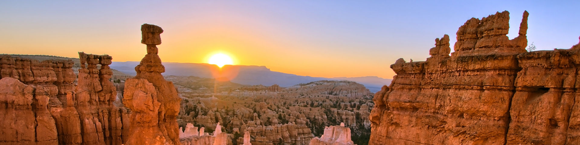 View of sunset over Bryce Canyon National Park