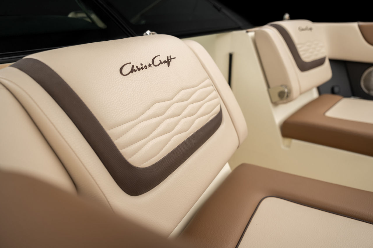 close look at inside of boat vinyl and stitching