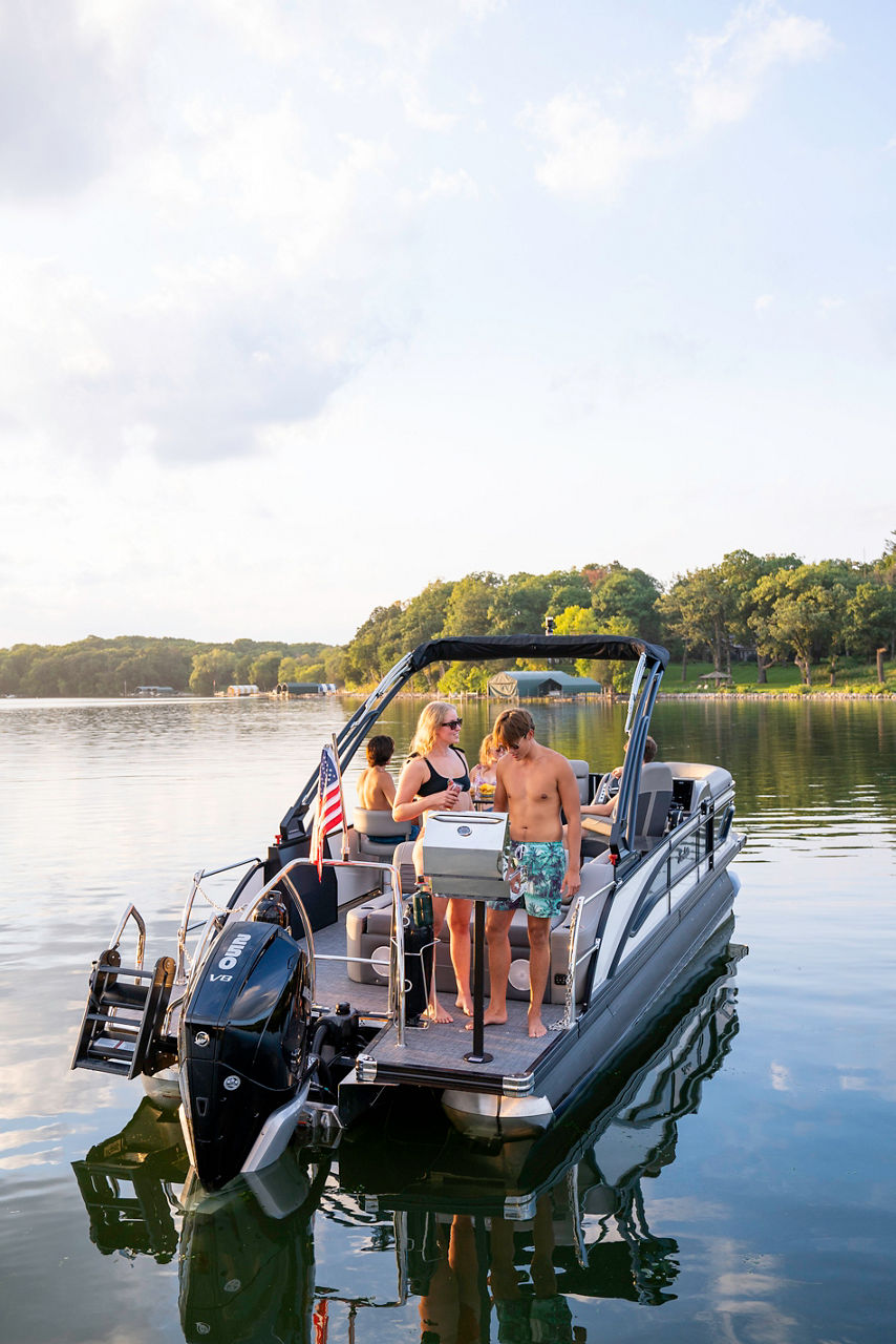 Family on back of boat