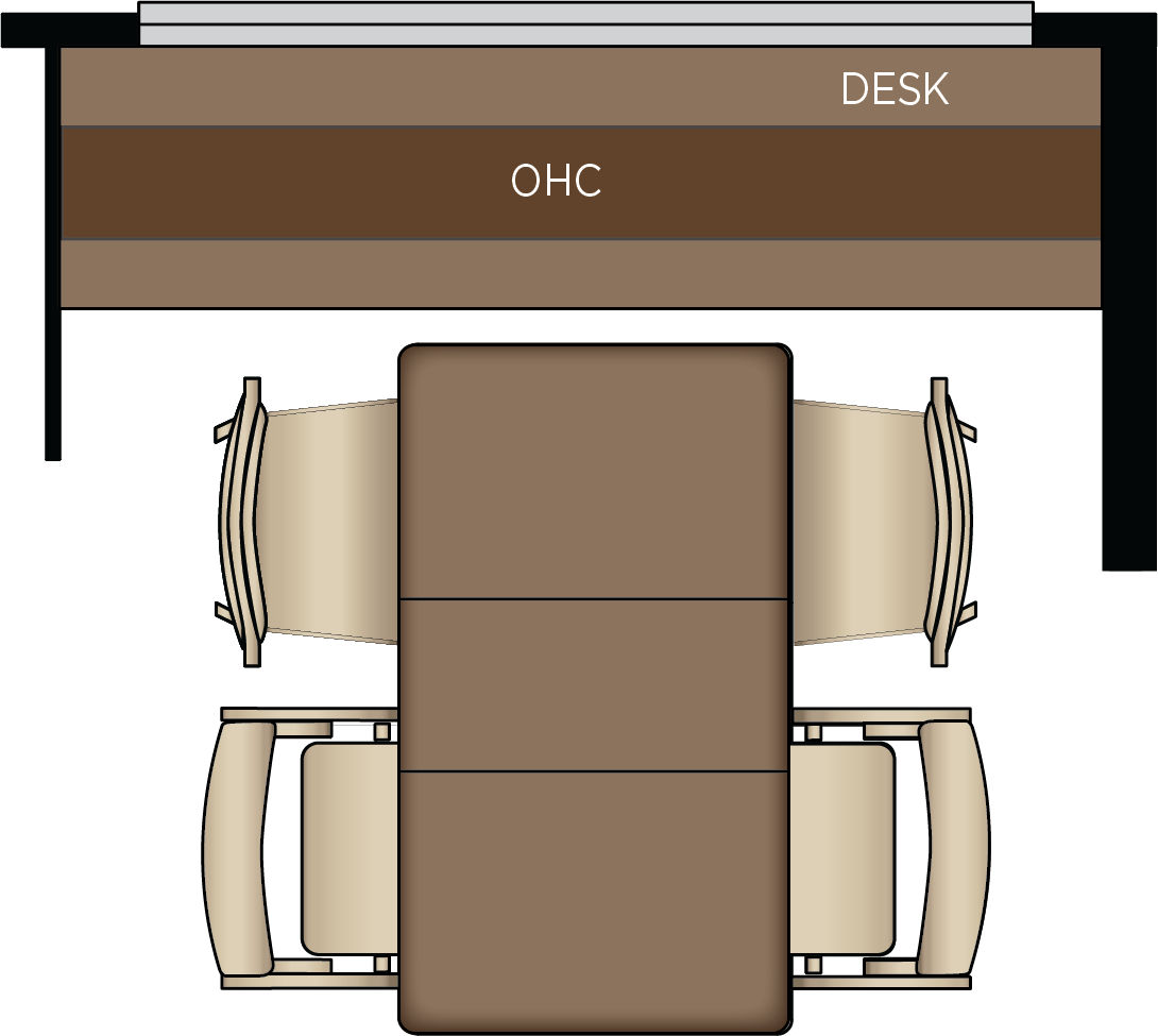 Combo Desk Dinette with Free Standing Hide-A-Leaf Table, Two Fixed and Two Folding Chairs (Excludes Floor Plan 3512)