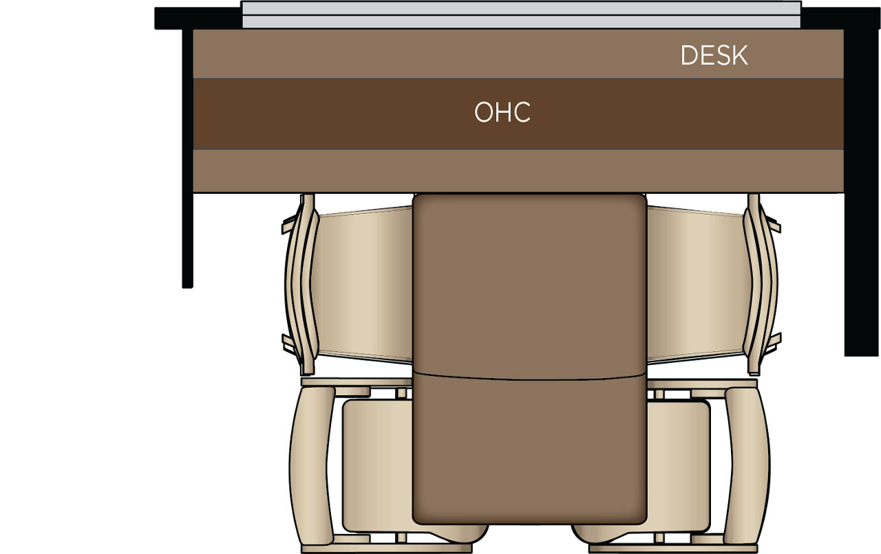 Combo Desk Dinette with Buffet Table, Two Fixed and Two Folding Chairs