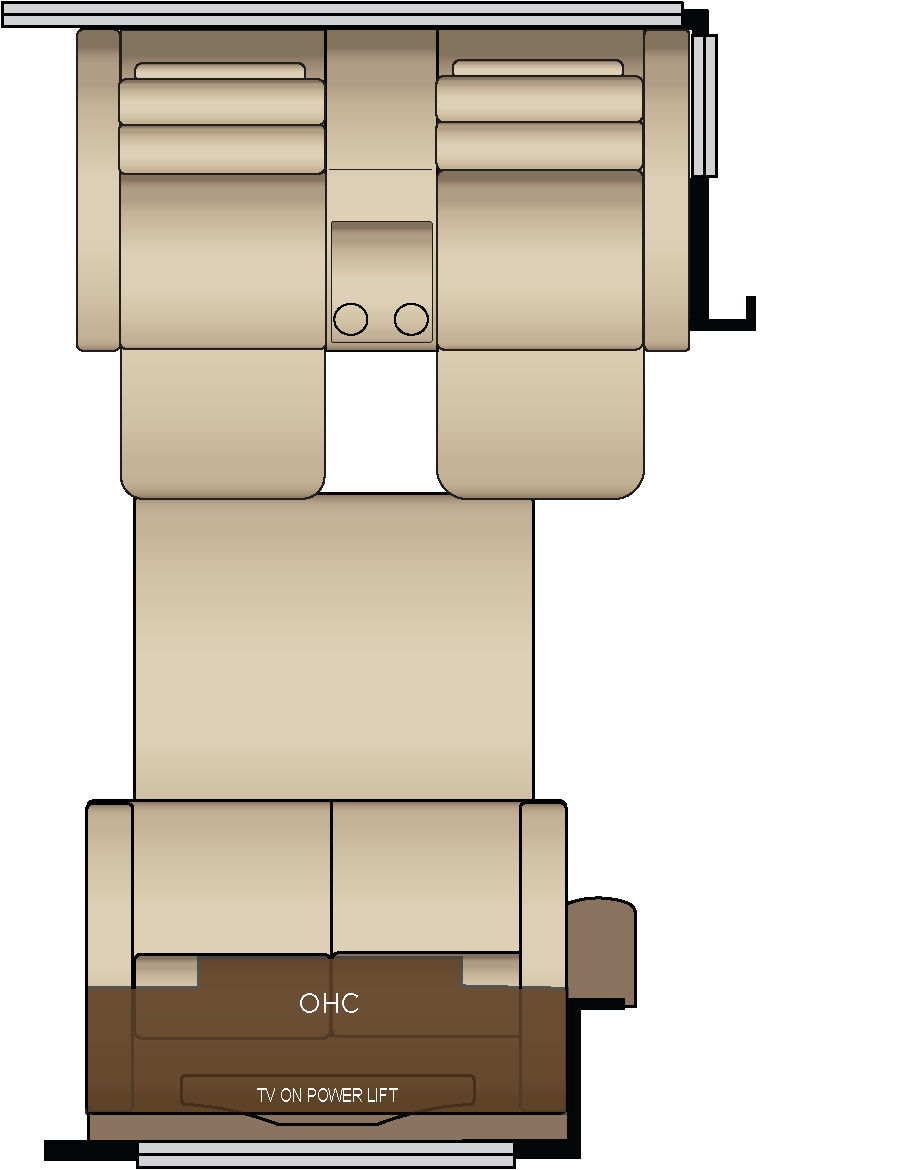 87" Powered Theater Seating with Adjustable Headrests, 68" Trifold Sofa