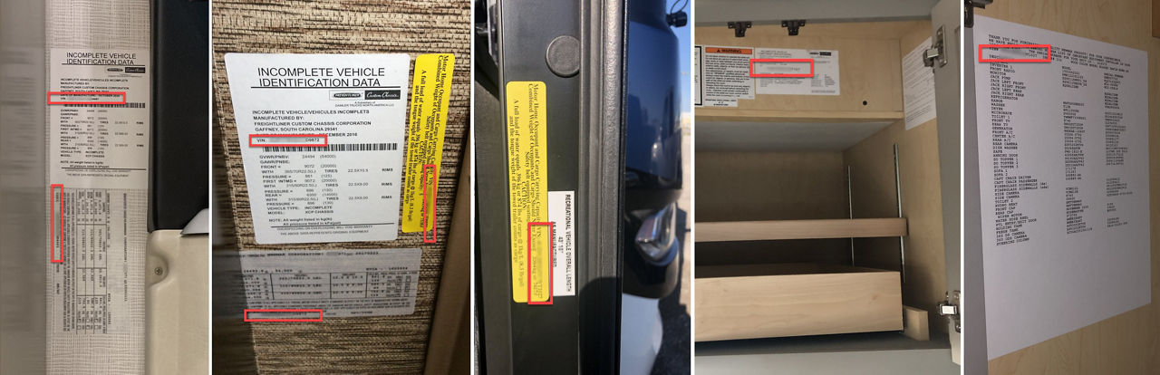 VIN Locations - Freightliner Custom Chassis - Interior