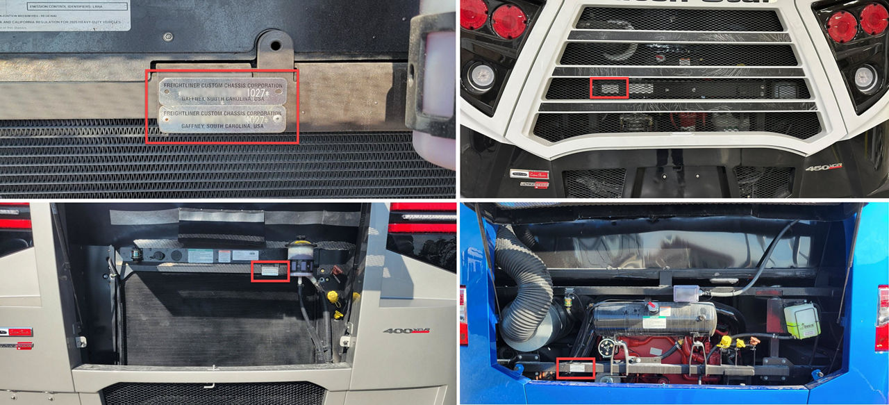 VIN Locations - Freightliner Custom Chassis - Engine