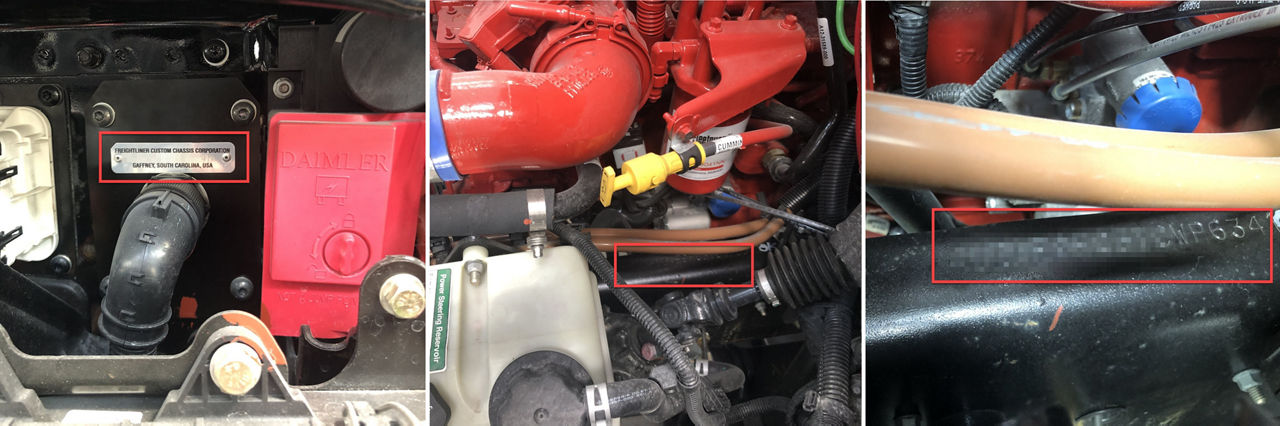 VIN Locations - Freightliner S2 - Engine
