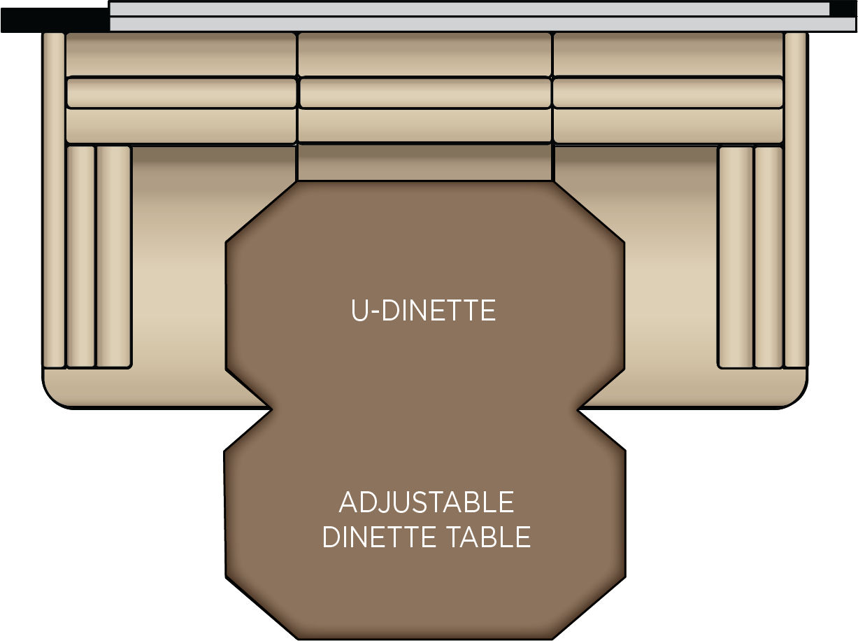 U-Shaped 75" Dinette with Power Adjustable Table, Replaces Hide-a-Leaf Table