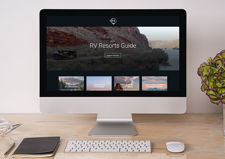 computer monitor displaying RV Resorts Guide