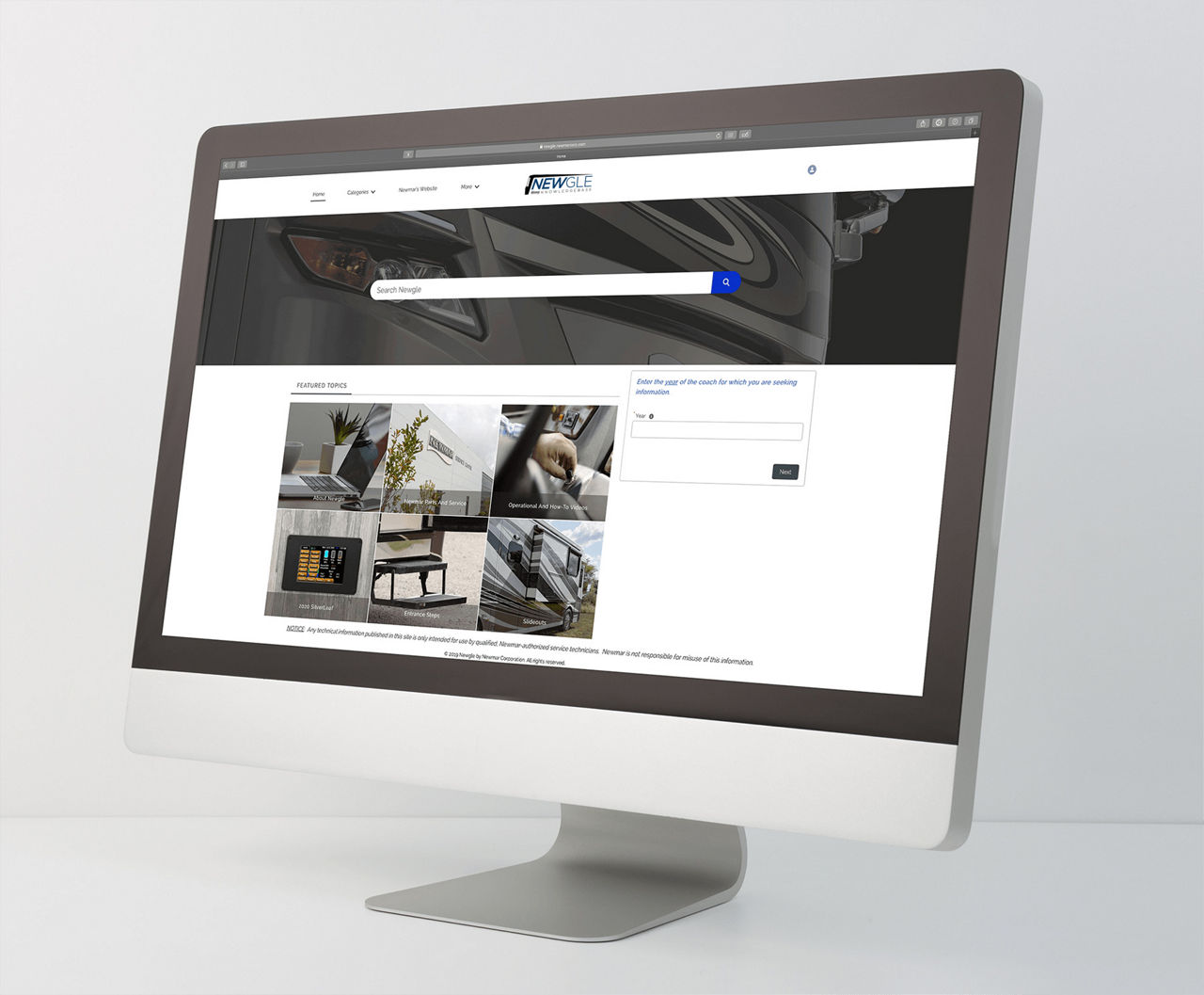 computer monitor with Newgle webpage displaying