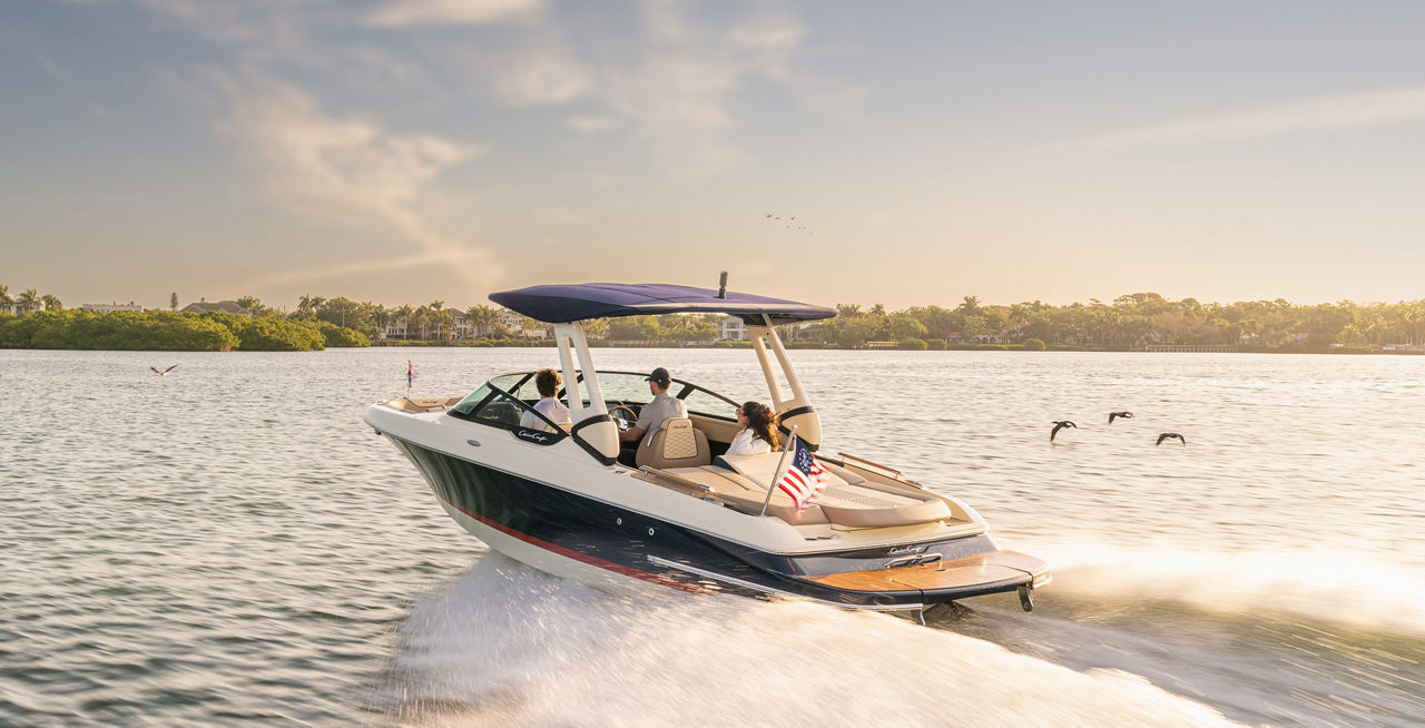 Sportster 25 boat running on the water