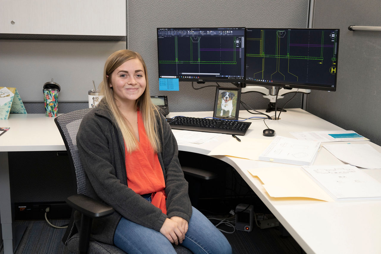 Woman Engineer at Desk