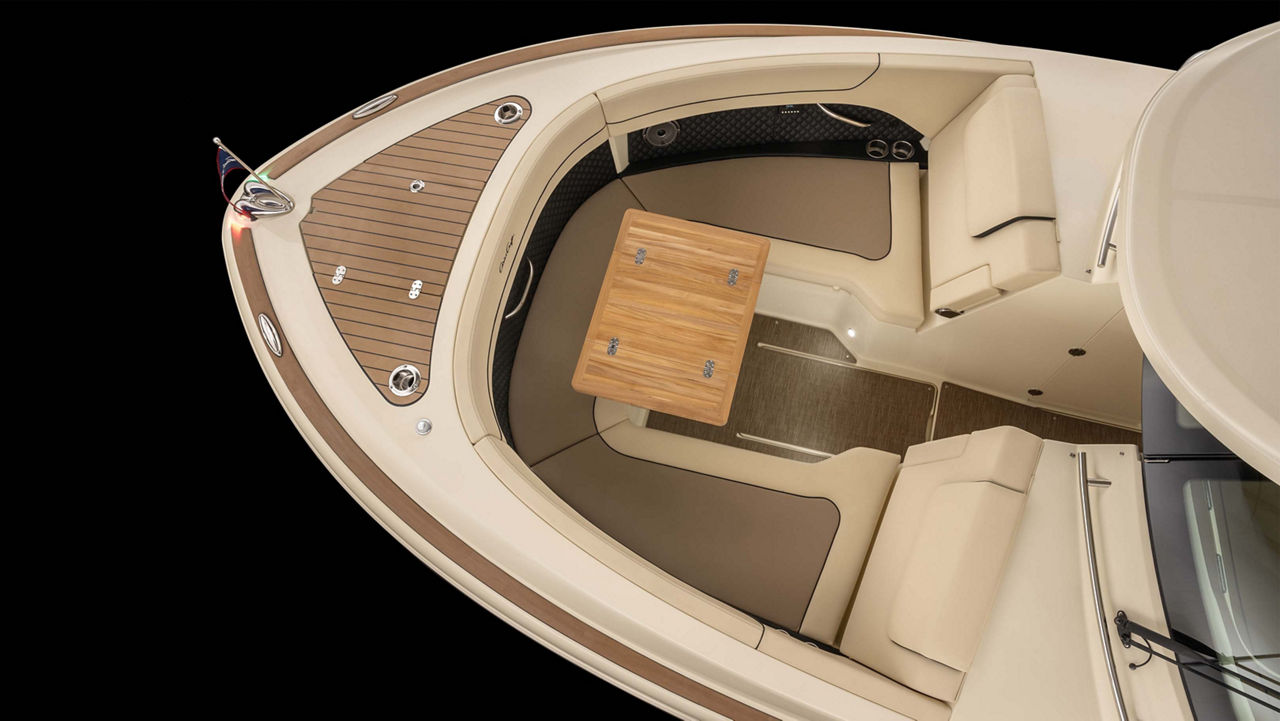 calypso 32 gallery interior 11 stowable teak table bow position