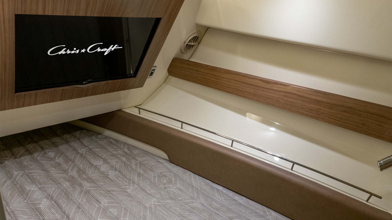 calypso 35 double berth with storage cabinets