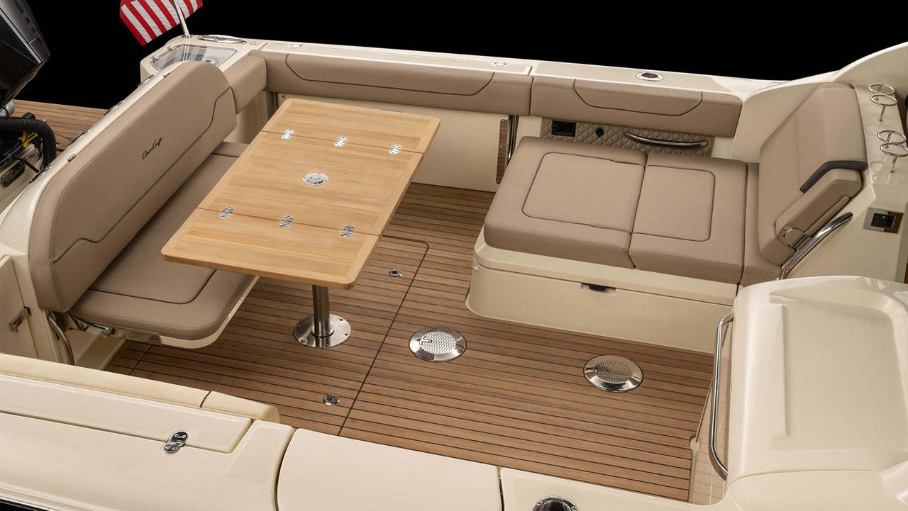 calypso 35 heritage edition with teak floors and table