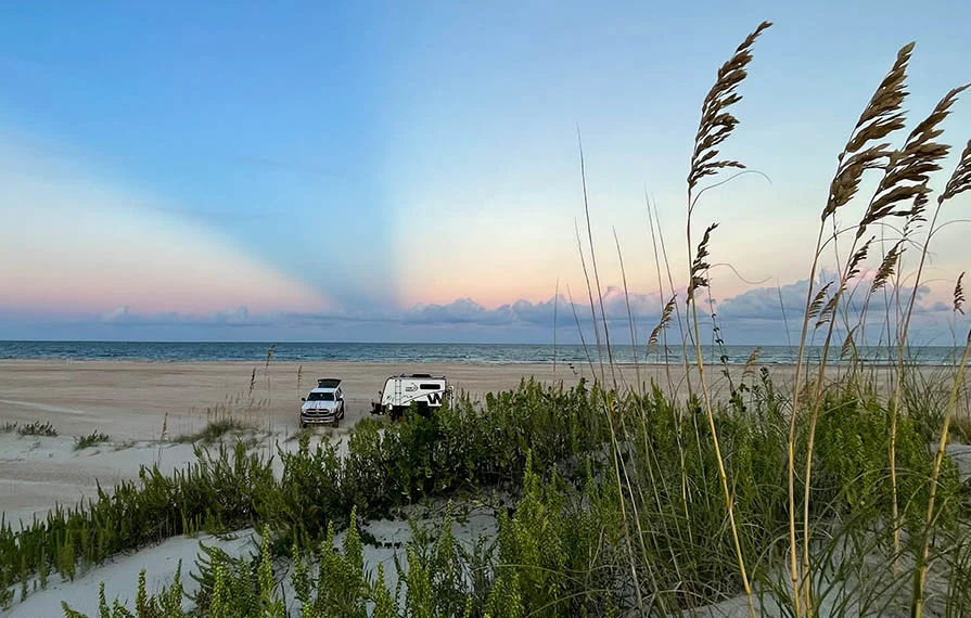 cape lookout with winnebago camper