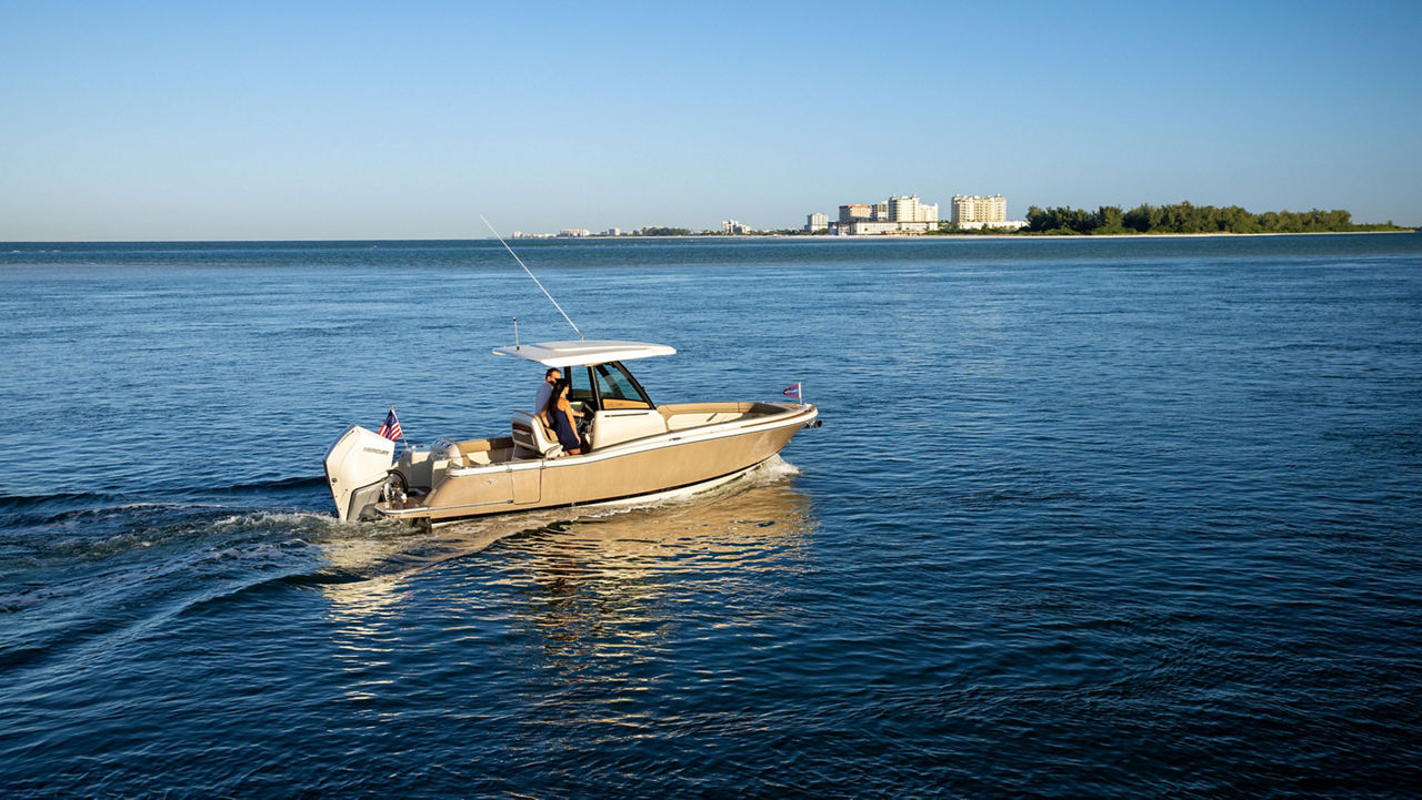 Above view of chris craft boat