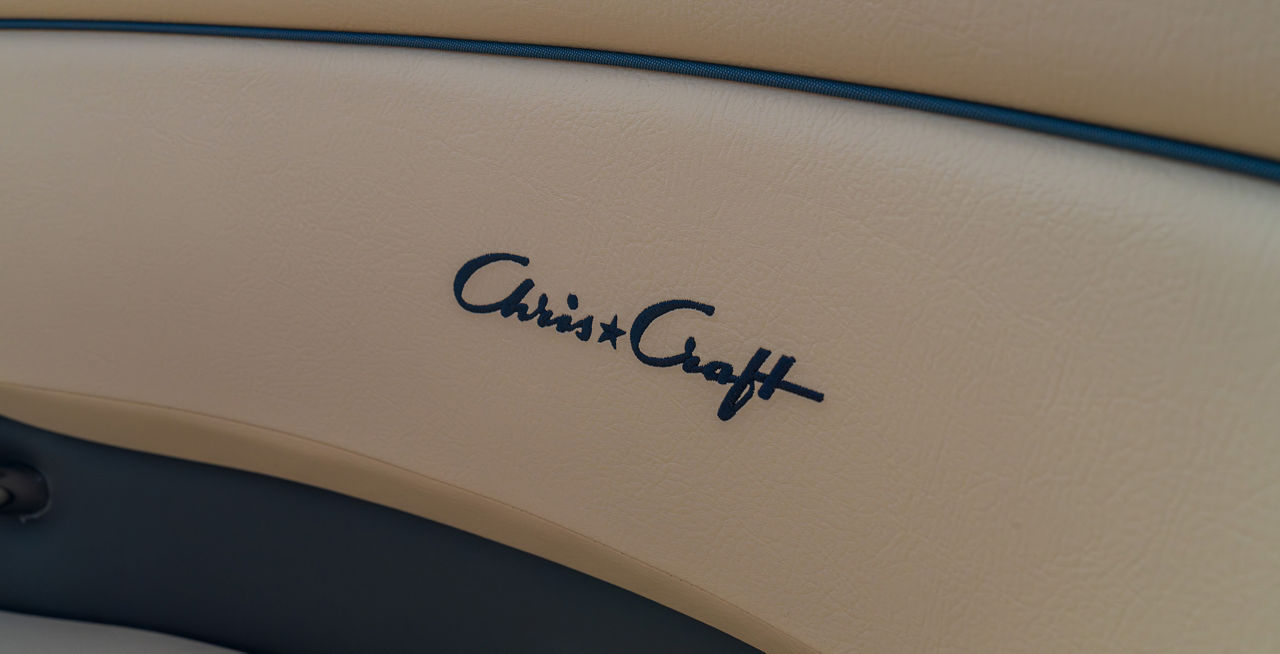 Wood panels with Chris Craft logo in the center