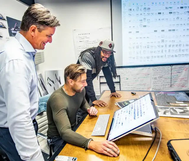 Employees working at computer