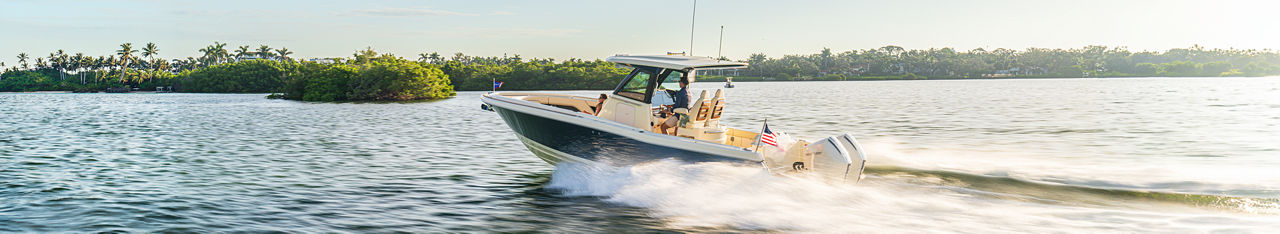 catalina boat on the water