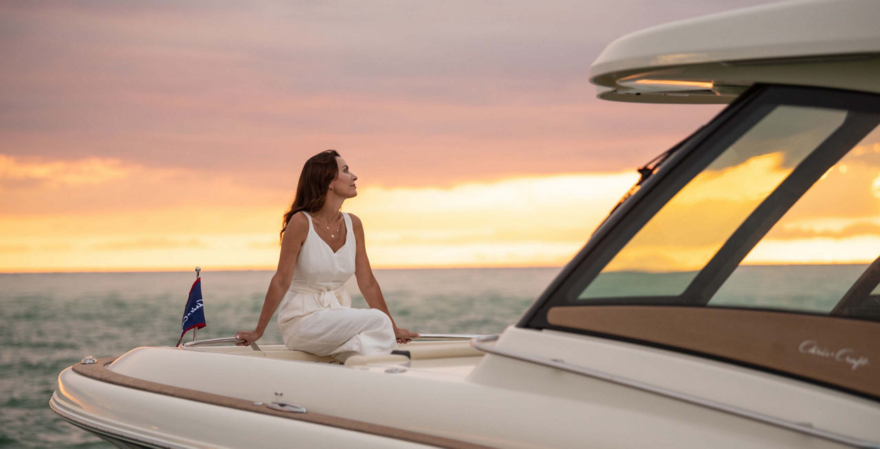 Woman sitting on a boat